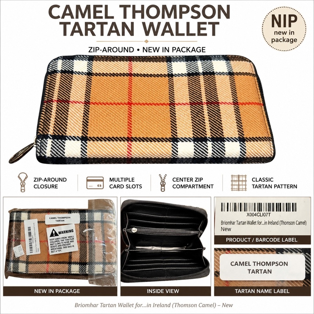 Briomhar Tartan Wallet OS Thomson Camel New Plaid Zip Organizer